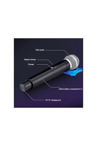 Çift Elçik Profesyonel Kablosuz Mikrofon Taşınabilir Mini Alıcı Için 6.35mm Jak