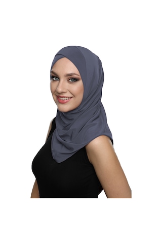 Elysianfidan Sarmalı Takmatik Koyu Gri Hazır Türban Tesettür Bone Namaz Örtüsü Koyu Gri