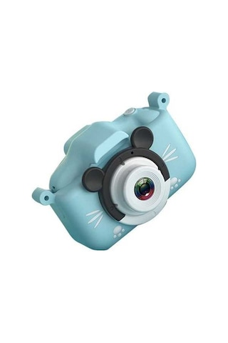 Tongxida Disney Mickey Mouse Mavi Silikon Kılıflı Çocuklar İçin X6s Full Hd Ön-arka Çift Kameralı Dijital Fotoğraf Makinesi Oy Mavi