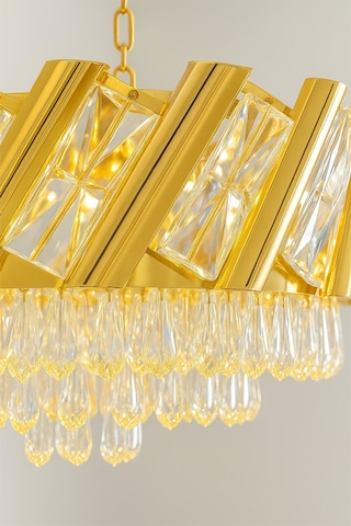 Firuze Model Gold Kaplama Şık Taşlı Salon Antre Oturma Misafir Odası Modern Avize Gold