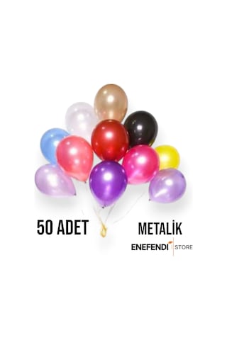 50 Adet Balon Doğum Günü Parti Süs Eğlence 11 İnç 28 Cm Metalik Karışık Renk Hediye Renkli