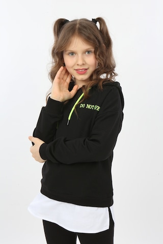 Toontoy Kız Çocuk Do Not Give Up Nakışlı Sweatshirt Siyah