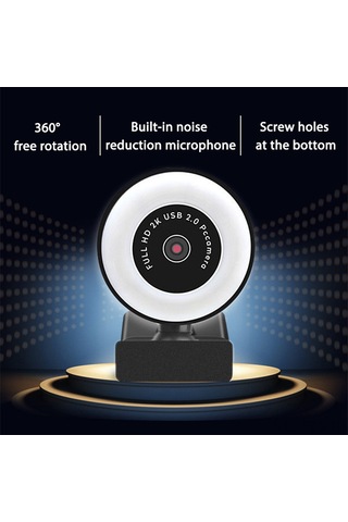 Fosenze 5mp Otomatik Odaklı Usb Web Kamerası, 3 Seviye Güzellik Işığı, Gürültü Azaltıcı Mikrofon, 360 Dönebilen, Usb 3.0 Plug & Play, Çok Amaçlı Taban