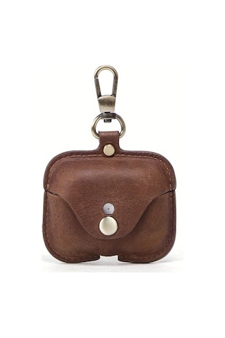 Techbloom Luxury Italyan Crazy Horse Derili Airpods Uyumlu Pro Ve 3 Korumali Kilif A Brown Premium Sigir Derisi Kablosuz Kulaklik 01