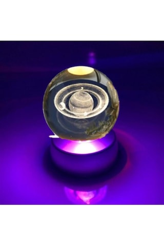 Kişiye Özel Galaksi Gezegen Işıklı 6 Cm Çapında Cam Kristal Küre