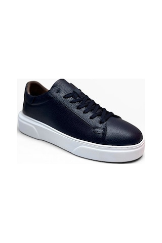 Brt Lf-050-26 Hakiki Baskı Deri Anatomik Erkek Sneaker Lacivert Beyaz