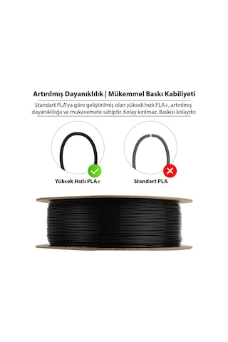 Esun Pla-hs Siyah Filament 1.75mm 1kg - Yüksek Hız Uyumlu Pla+