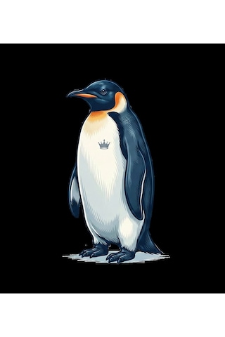 Velmora Fashion Kadın 3 İplik Pamuklu Kapüşonlu Hoodie Sweatshirt Survivor Penguen Baskılı - Siyah
