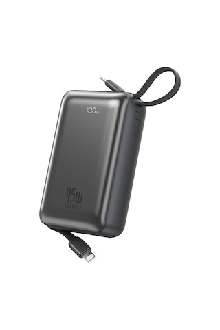 Wiwu As-182 Samsung Uyumlu Galaxy Pro Max Serisi Type-c Lightning Çıkışlı Powerbank Pd 45w 20000mah Gri