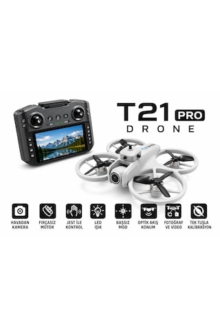 Tp21 Pro Drone Fırçasız Motor 360 Derece Engel Algılama Ekranlı Kumanda Elektirikli Kamera Led Işıklı 2.4hgz Optik Akış