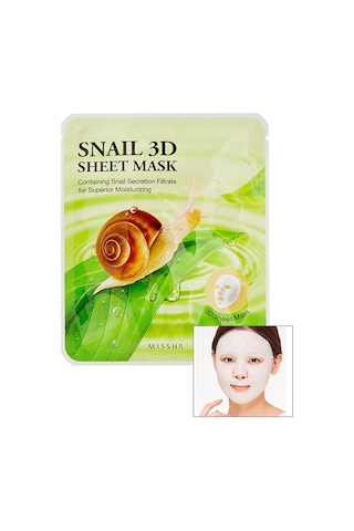 Missha Salyangoz Salgısı Özü İçeren Nemlendirici Yaprak Maske 23 G Snail Healing 3D Sheet Mask