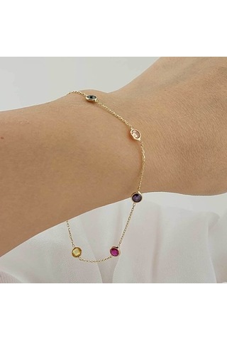 Bilezikhane Renkli Taşlı Altın Bileklik 30246049 Sarı Altın