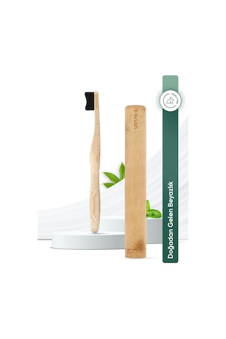 Tbrush Koyugri Bambu Diş Fırçası - Medium(orta Sert) + Diş Fırçası Saklama / Taşıma Kabı