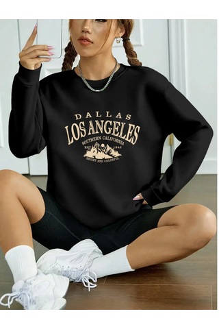 Kadın Uzun Kollu Bisiklet Yaka Viskon Iki Iplik Bluz Antrasit Melanj