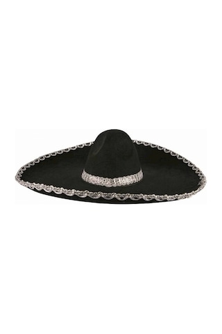 Sombrero Meksika Şapkası Mariachi Gümüş Şeritli Yetişkin Boy