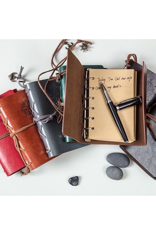 Spring Vintage Defter Gevşek Yapraklı Defter Koyu Yşil