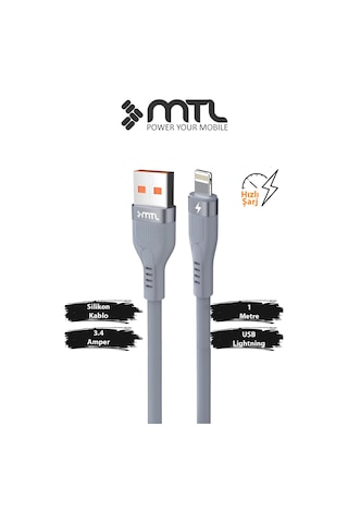 Usb To İphone Lightning Silikon Hızlı Şarj Ve Data Aktarım Kablosu 1 Metre 3.4 Amper Mt2353