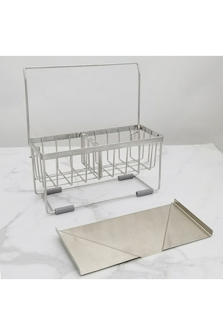 Youtek Paslanmaz Çelik Mutfak Sulu Eşya Rafı - Sponge, Mendil, Sabunluk İçin Su Akıtma Özelliği Ve Kaymaz Önlüğü Mendil Modeli Diğer