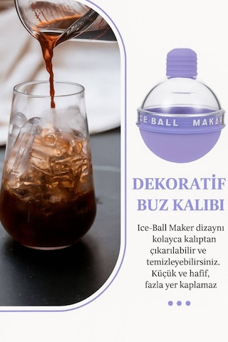 Dev Buz Topu Kalıbı İçeceklerinizi Uzun Süre Soğuk Tutan Buz Küresi Kalıbı 1 Adet Silikon Çok Diğer