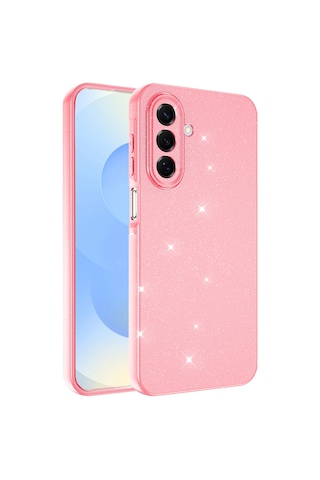 Samsung Uyumlu Galaxy A17 Kılıf Kamera Korumalı Simli Lüks Zore Koton Kapak Açık Pembe