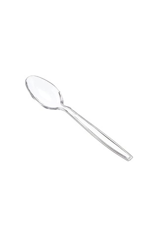 Sert Kalın Plastik Kaşık 100 Adet Lüks Şeffaf Kaşık
