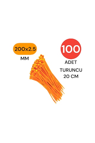 Tek-iş Plastik Kablo Bağı Klipsi Cırt Kelepçe 200 Mm X 2.5 Mm Turuncu 100 Adet