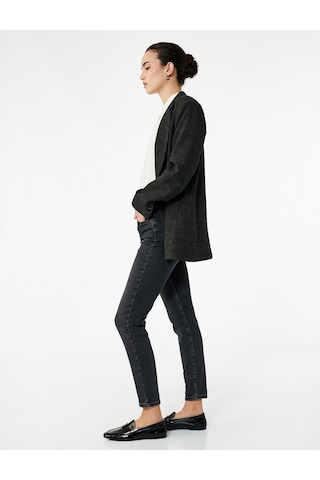Koton Yüksek Bel Dar Kesim Jean Pantolon - Skinny Push Up Fit Jean Siyah 6wal40055md Siyah