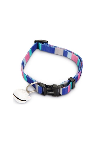 Hnrlıshp Beeztees Kedi Boyun Tasması, Zilli, Renkli Çizgili, 20-30cm