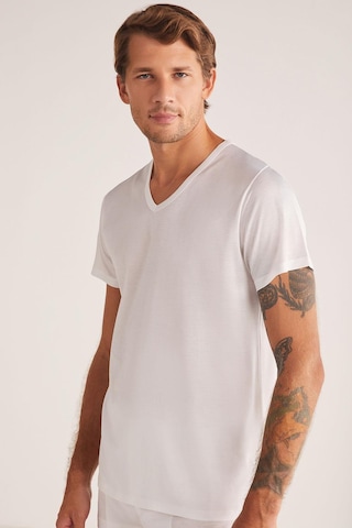 Kom Elite Merserize V Yaka T-shirt Beyaz