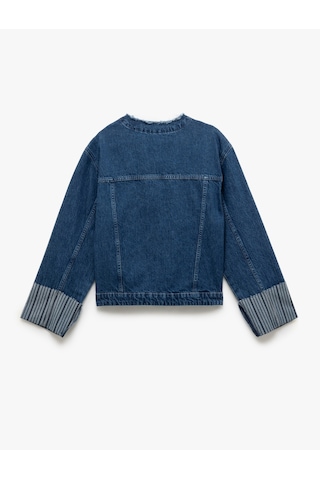 Koton Çift Cepli Bisiklet Yaka Kolları Katlı Düğmeli Denim Ceket Koyu İndigo 5sal50029md Dark Indigo İndigo