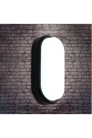 Horoz Aydos 20w Oval Siyah Led Nem Su Geçirmez Banyo Bahçe Modern Tavan Lambası Beyaz Işık Siyah