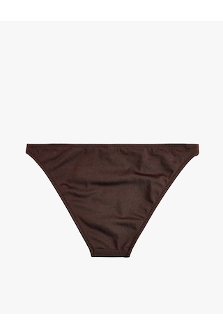 Koton Koton X Şahika Ercümen - Straight Fit Parlak Bikini Altı Kahverengi 6sak00248mm Kahve