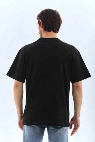 Veraura Lifestyle Unisex Oversize Düz Bisiklet Yaka T-shirt - Siyah