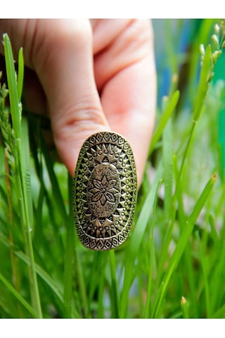 Trend Etnik Desenli Antik Eskitme Ayarlanabilir Yüzük Euy1243