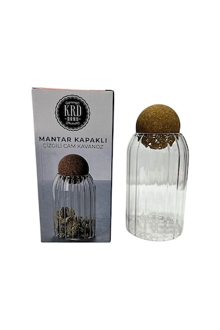 Mantar Kapaklı Küçük Çizgili Kavanoz Renkli