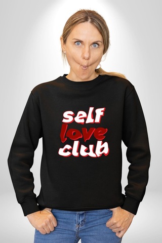 Kendini Sevme Kulübü Sokak Stili Unisex Siyah Sweatshirt Siyah