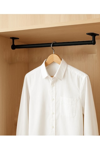 Dolap Askı Borusu Yuvarlak Siyah 55 Cm Siyah