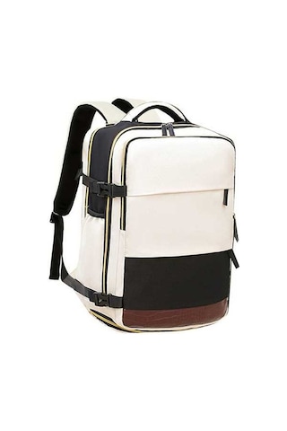 Createtech Usb Seyahat Çantası 15.6" Laptop Bölmeli, İş & Dağcılık Çantası, Bej Bej