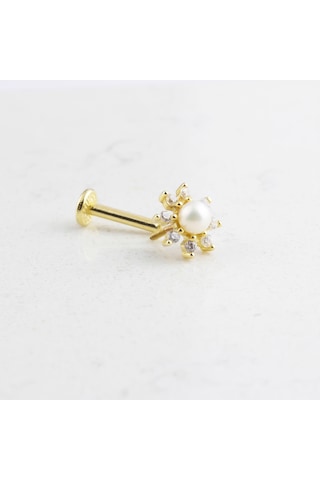 Glorria Altın İnci Tragus Piercing Altın