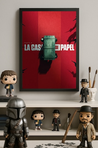 La Casa De Papel Siyah Ahşap Çerçeveli Poster, Dizi Duvar Tablosu