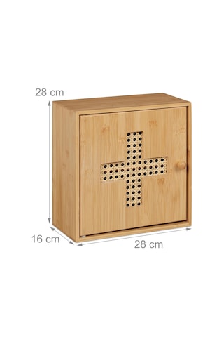 Bambu Dolabı 2 Raflı Mıknatıslı Kapaklı Doğal Rattan Görünümlü 28x28x16 Cm, Otel Ve Restoranlar Için Uygun Ahşap