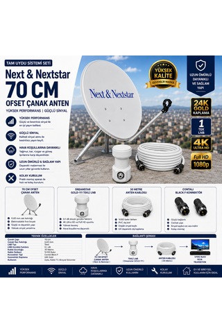 Next 70 Cm Uydu Seti Gold-111 Lnb + 30 M Kablo