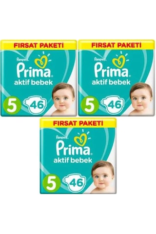 Prima Pampers Aktif Bebek Junior Bebek Bezi 11-16 KG 5 Beden 3 x 46 Adet 3'lü
