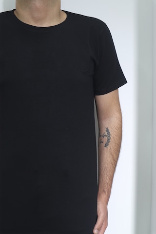 Santa Dmctekstil Erkek Düz Spor Kesim Dar Kalıp Bisiklet Yaka Battal T-shirt Siyah