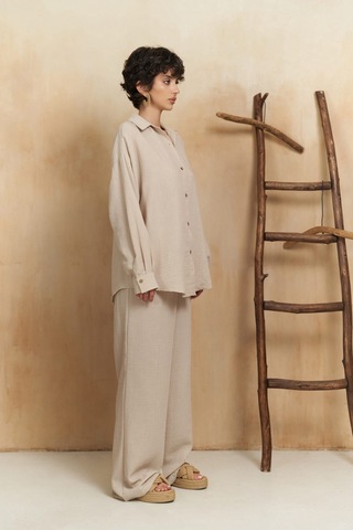 Mai Collection Mai Studios Co. Pedasa Bej Gömlek Pantolon Takım Bej