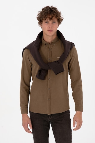 U.s. Polo Assn. Erkek Haki Gömlek Desenli 50308390-vr027 Haki