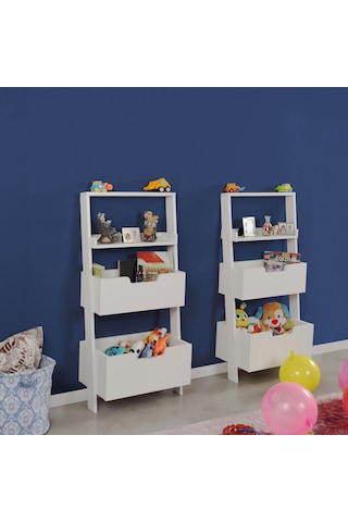 Pasifichome Only Oyuncak Montessori Beyaz Kitaplık Çiftli