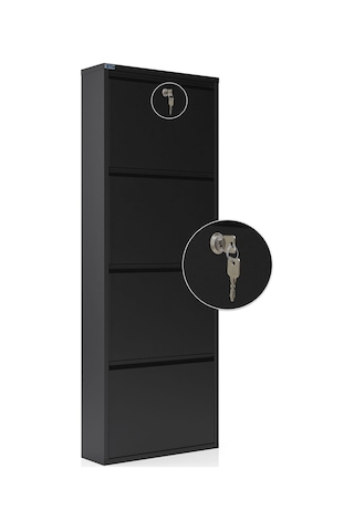 Ceha Kilitli 4'lü Metal Ayakkabılık Siyah - K.AYK-4 /AB9005/KL