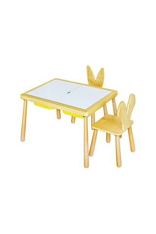 Woodnjoy Duyusal Oyun Masası + 2 Sandalye Beyaz