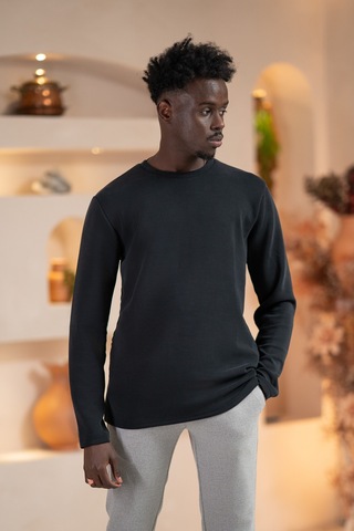 Paul Martin Modal Esnek Kumaş Regular Fit Mevsimlik Sweatshirt Siyah